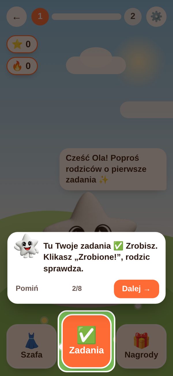 Samouczek: Zoria pokazuje dziecku zadania